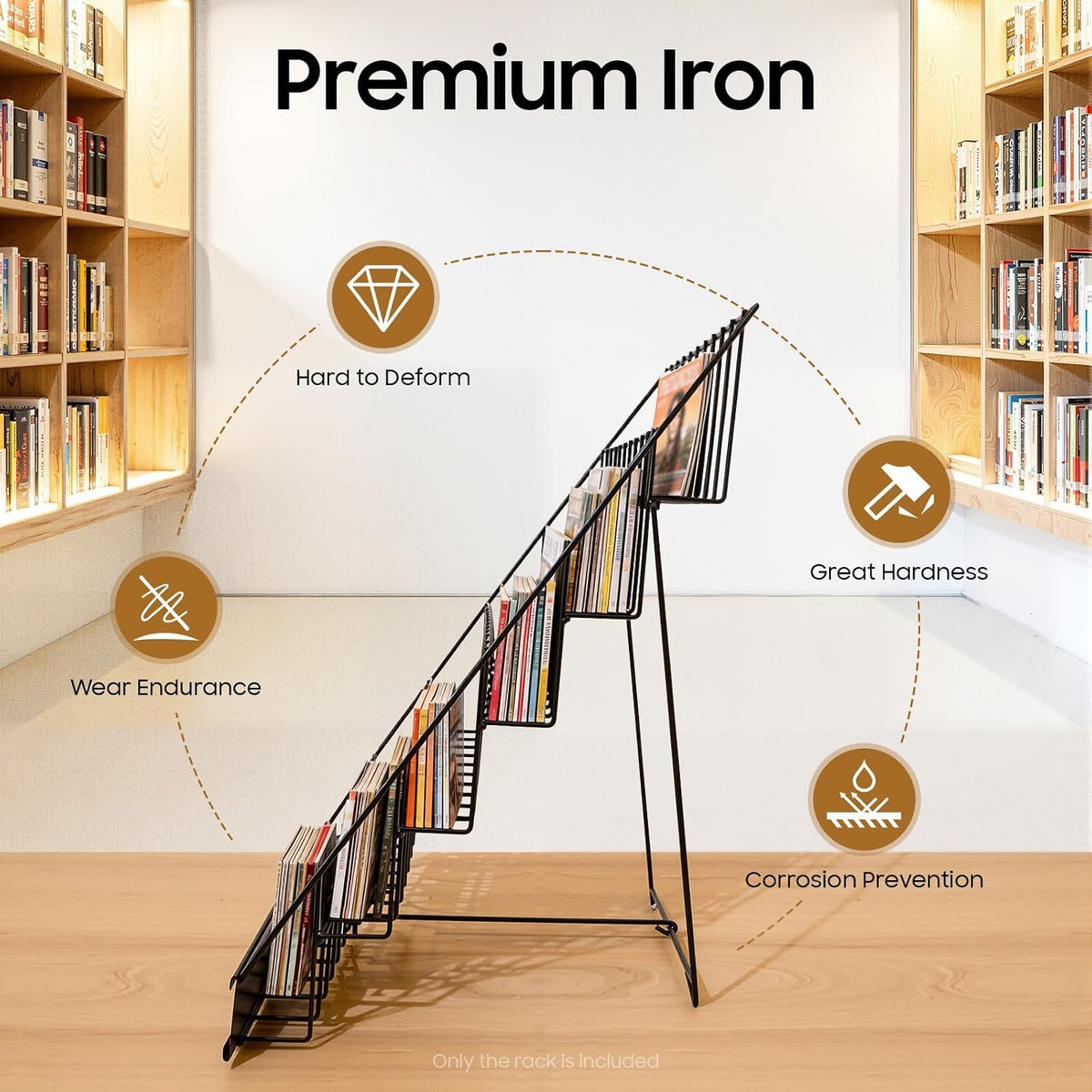 6 Tier Wire Book Display Rack Shelf, Black Book Signing Rack Tabletop Magazine Comic Display Racks for Library Classroom Picture Literature Brochure, Card Shelf Holder Stand 18" x 11" x 17.5"