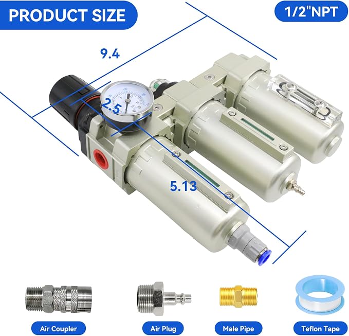 1/2" NPT Industrial Grade 3 Stage Air Dryer