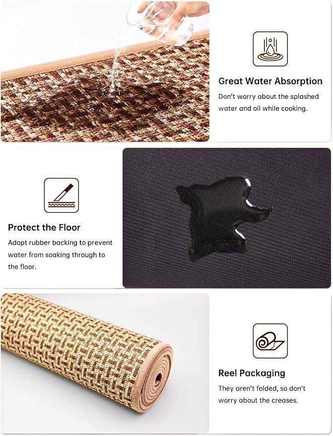 eqivei Kitchen Rugs and Mats Non Skid Washable Set of 2 PCS, Absorbent Runner