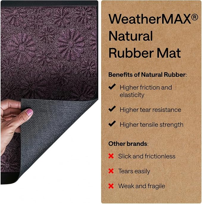 GORILLA GRIP 100% Waterproof All-Season WeatherMAX Doormat, Durable Natural