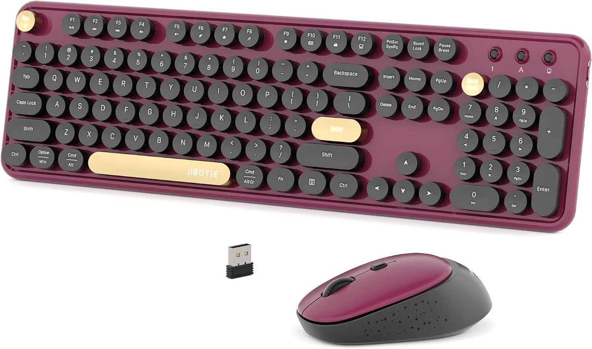 Colorful Wireless Computer Keyboards Mouse Combos (Black Claret)