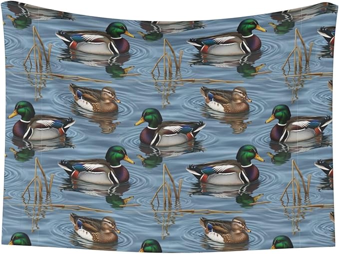 Pet Blanket for Travel and Home, Beauty Mallard Ducks Hunting, Reversible Plush Dot Design with Soft Grip Texture on One Side Perfect for Car Seats Moving Vehicles