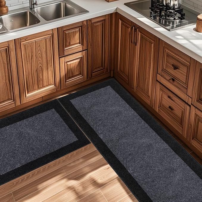 Machine Washable Kitchen Rugs Set of 2, Non Slip Kitchen Mats