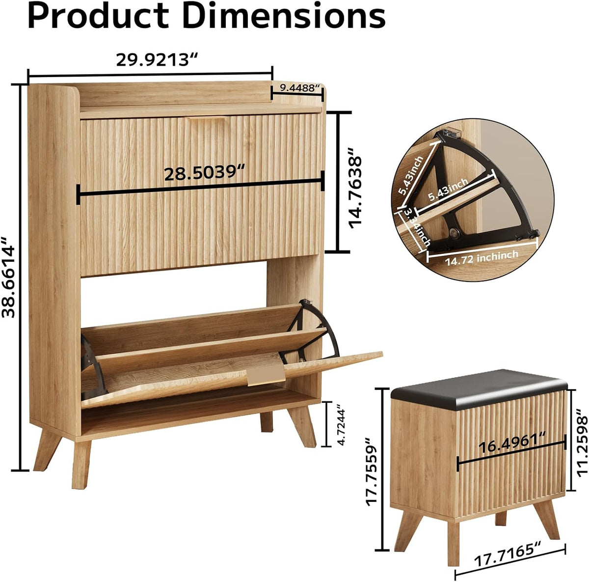 Fluted Shoe Cabinet Storage