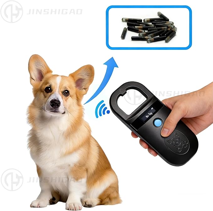 Pet ID Microchip Scanner 190A ISO11784/85/FDX-B/EMID AnimalHandheld Reader, 134.2kHz PetID Scanner Rechargeable Animal Chip Registration,for Dog/Cat/Pig/Animal