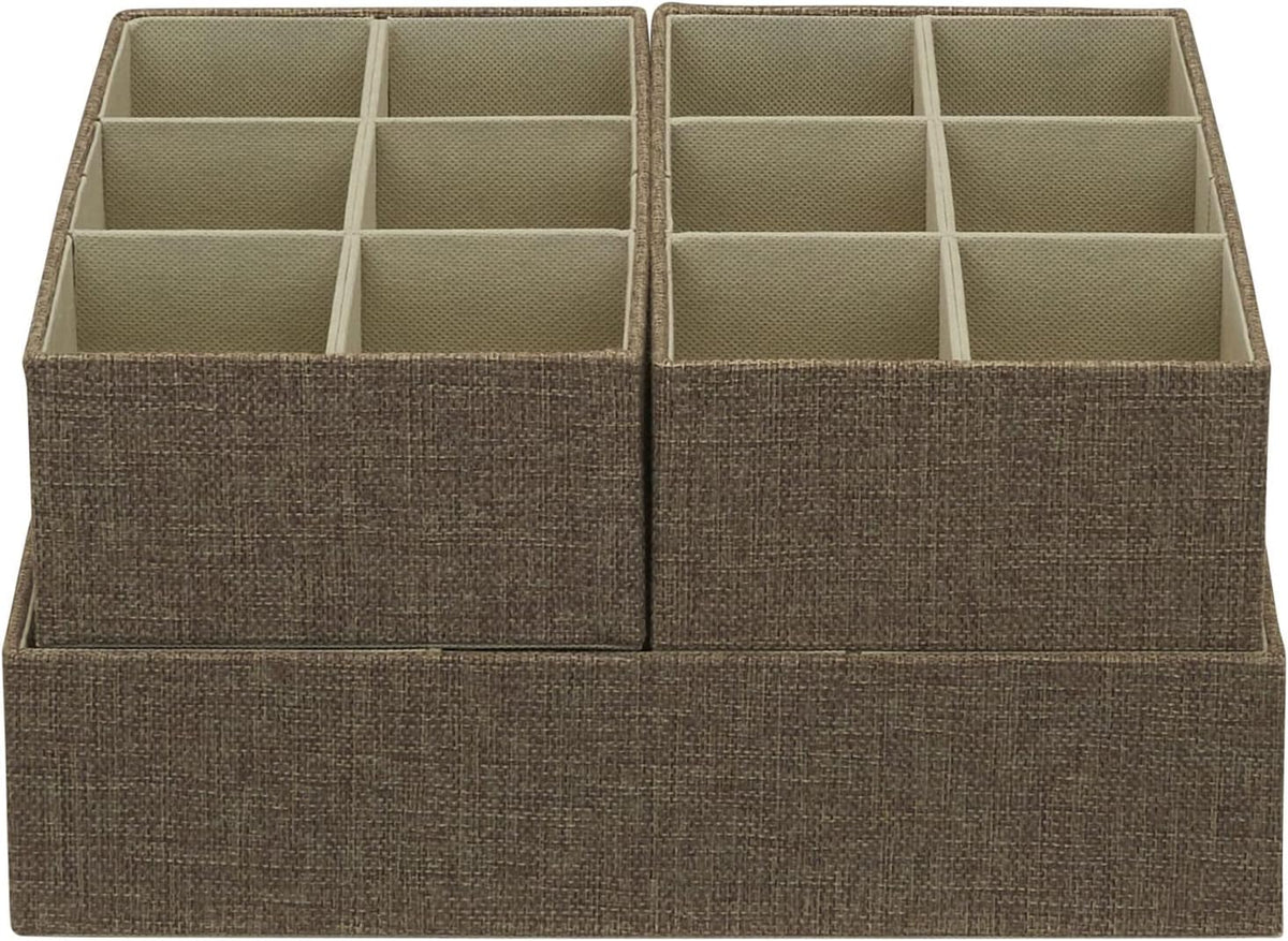 Household Essentials 3‑Piece Drawer Organizer Starter Set in Customizable Inserts of Large and Small Trays, Beige