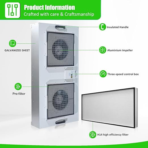 HEPA H14-Filter Laminar Flow Hood Updated FanFilter Unit（Include HEPA