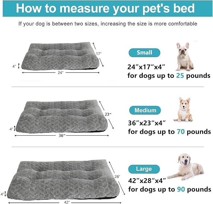 Crate Pads for Dog Cages Dog Bed for Small Dogs Crate Washable 24 inch Dog Crate Bed Dog Mats for Sleeping,Up to 25 lbs Soft and Fluffy Small Dog Bed for Crate Tire Printing Gray S