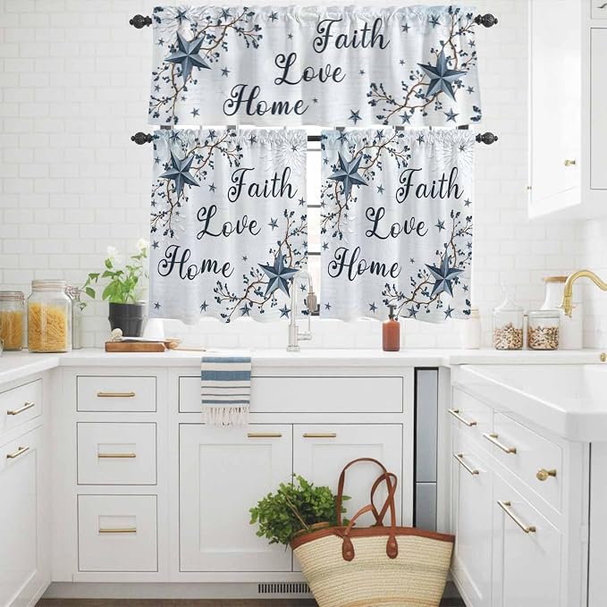 Texas Star Country Kitchen Curtains Set 3 Piece