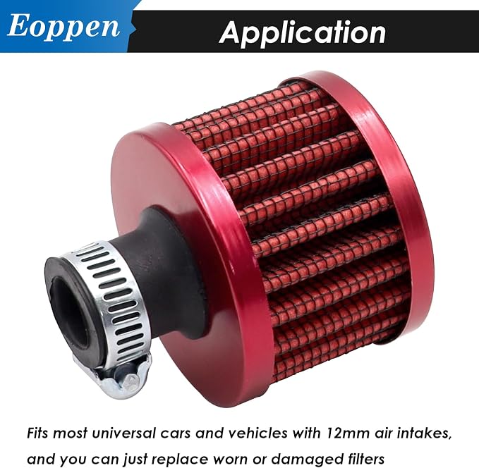 2Pcs 12mm Air Filter Mini Universal Vent Crankcase Cold Air Intake Breathe