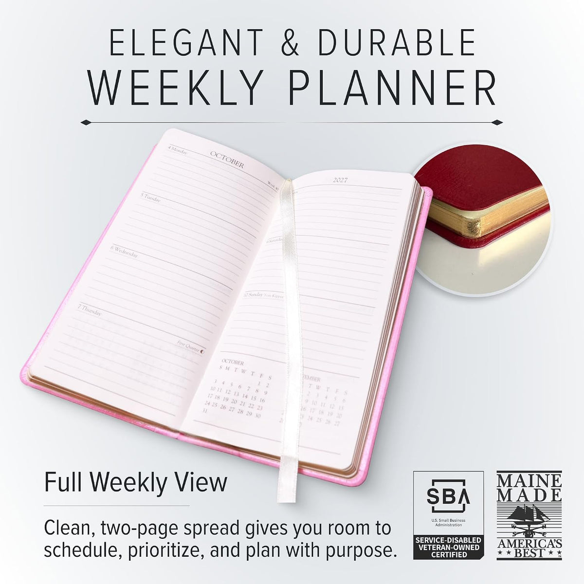 Gallery Leather Pocket Weekly Planner 2026-2027 Acadia Green
