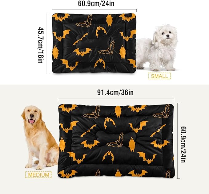 Halloween Bats Pet Bed Cute Dog Bed Mat Absorbing Non Slip Pad Pet Sleeping Mat for Small, Medium, and Large Dogs Puppy Cat 24 in x 18 in