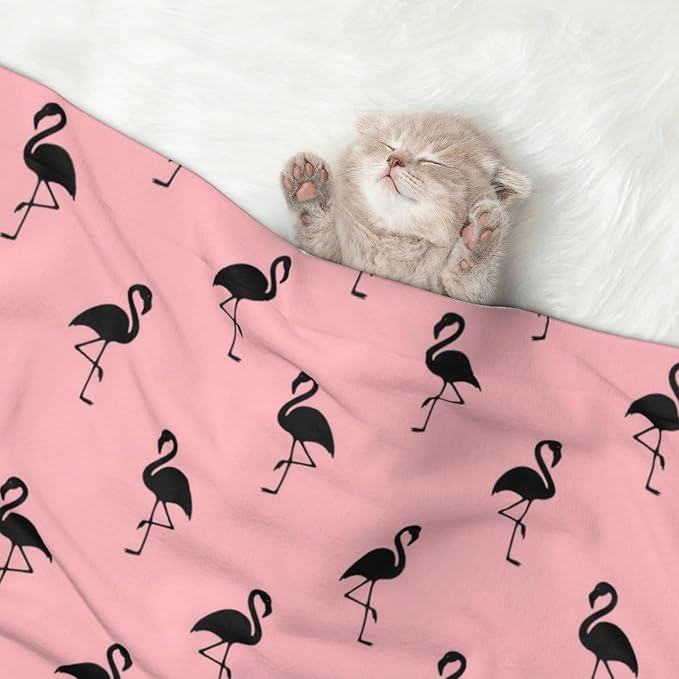 Double Sided Pet Mat for Dog Bed Topper Cat Blanket Furniture Protector, Pink Flamingo, Reversible Plush with Tactile Dot Pattern for Style Change