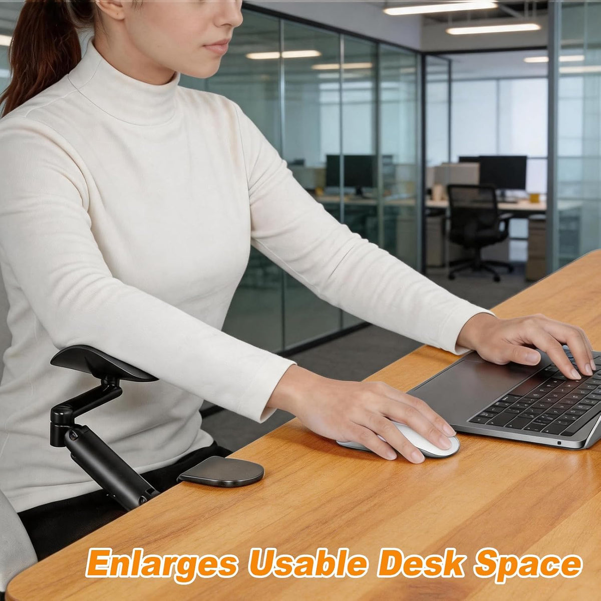 Adjustable Arm Rest for Desk, 360° Rotating and 6-Level Height Desk Arm Rest, Ergonomic Clamp-on Elbow Rest for Desk, Computer Desk Arm Rest Pad, Office & Gaming Desk Accessories