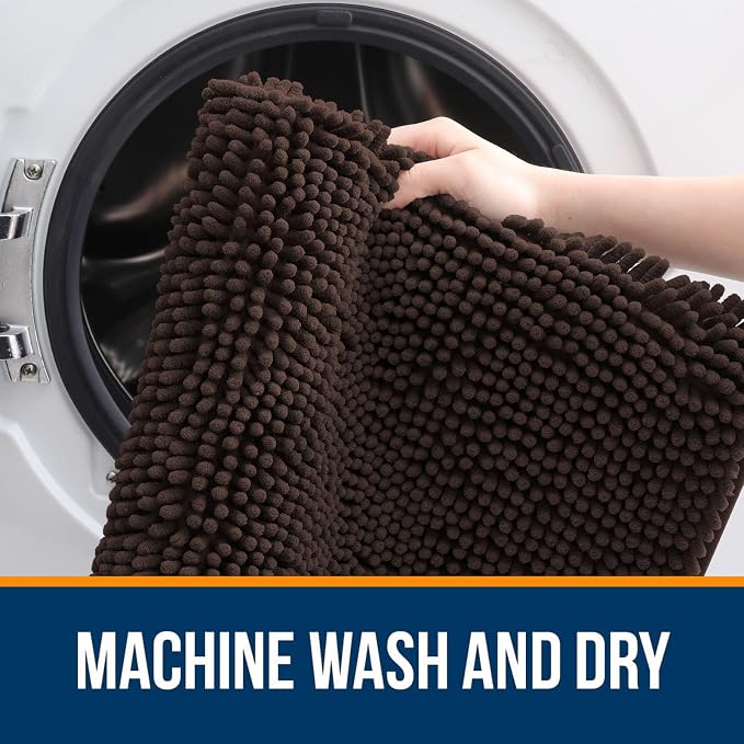 OLANLY Bathroom Rugs 36x24, Extra Soft Absorbent Chenille Bath Rugs, Rubber