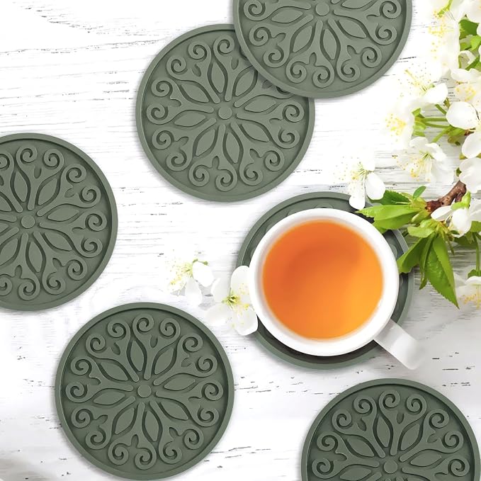 Coasters for Drinks, Resistant Reusable Silicone Coasters