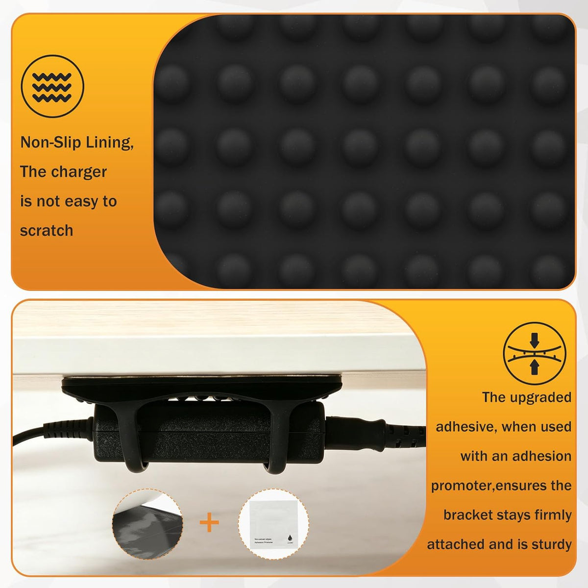 4 PACK Laptop Charger Holder Under Desk Power Brick Mount with Adhesive