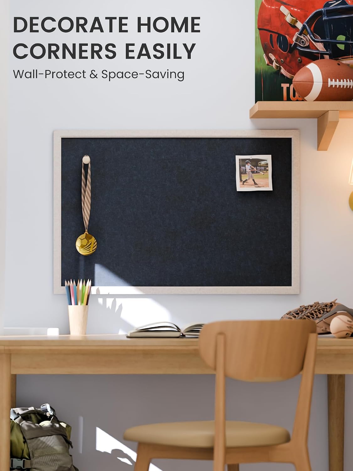 Fluxynara Framed Felt Bulletin Board, 35.4" x 23.6", Carbon Blue