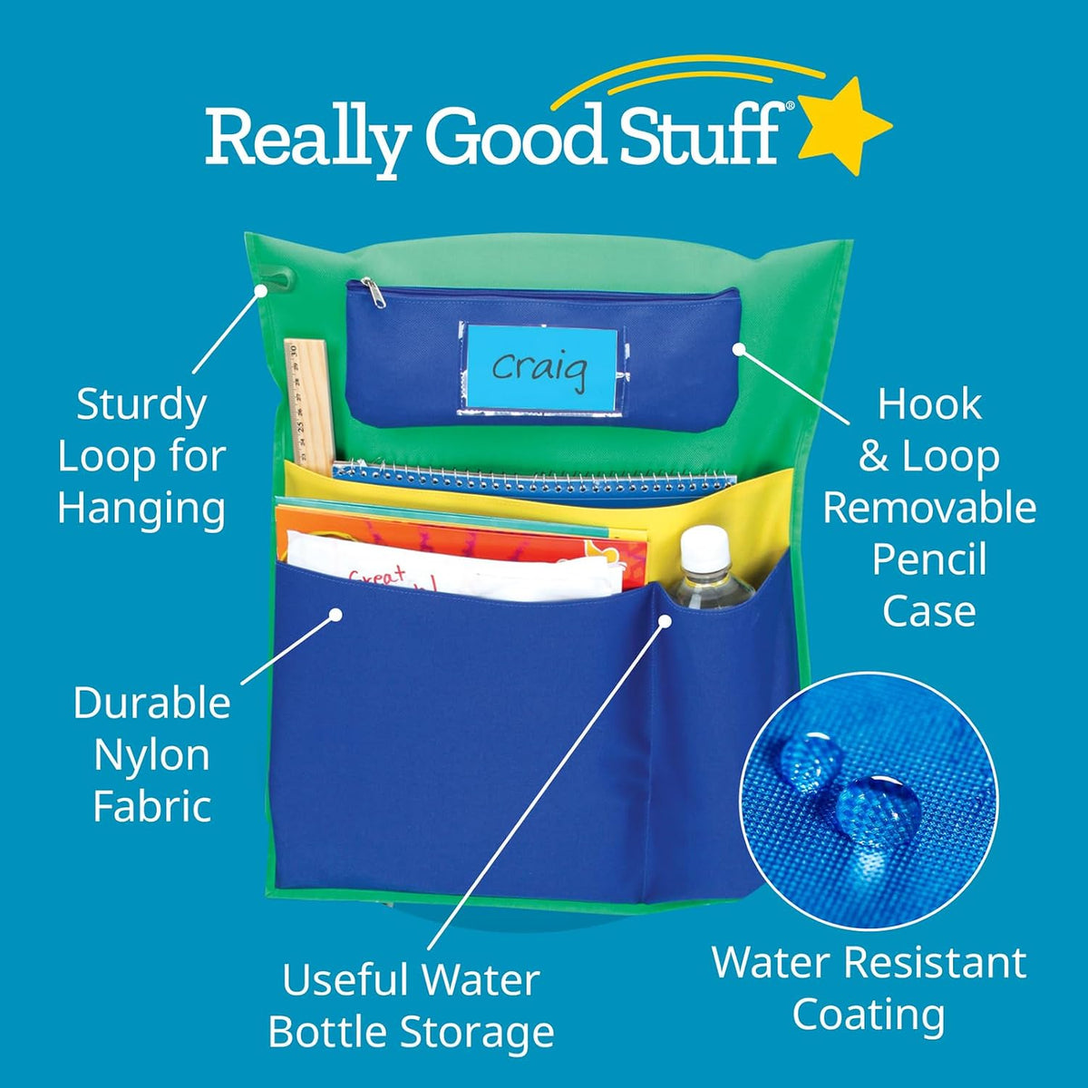Really Good Stuff Deluxe Multi-Pocket Chair Pockets, 36-Pack