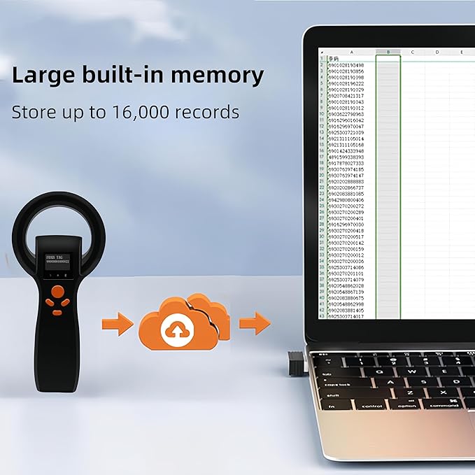 Universal Pet Microchip Scanner, Wireless Rechargeable Digital Pet Dog Cat Microchip Reader, Fast Reading FDX-A/FDX-B/HDX, Up to 16000 Data Records Bluetooth/USB
