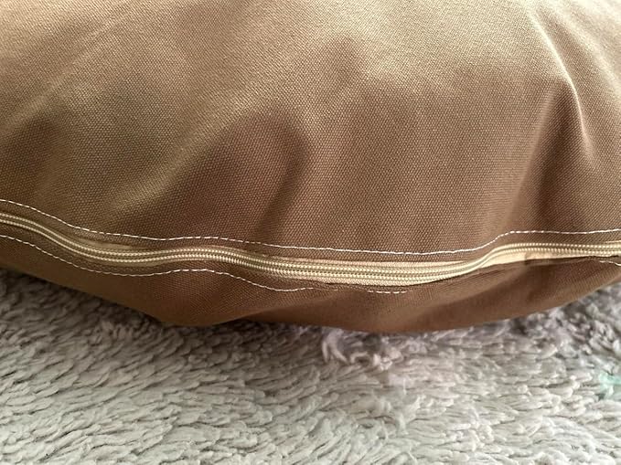 Organic Cotton Canvas Dog Bed: Removable Cover, Natural Fill - Made in USA (Medium Brown, Small 24" x 7" inches)