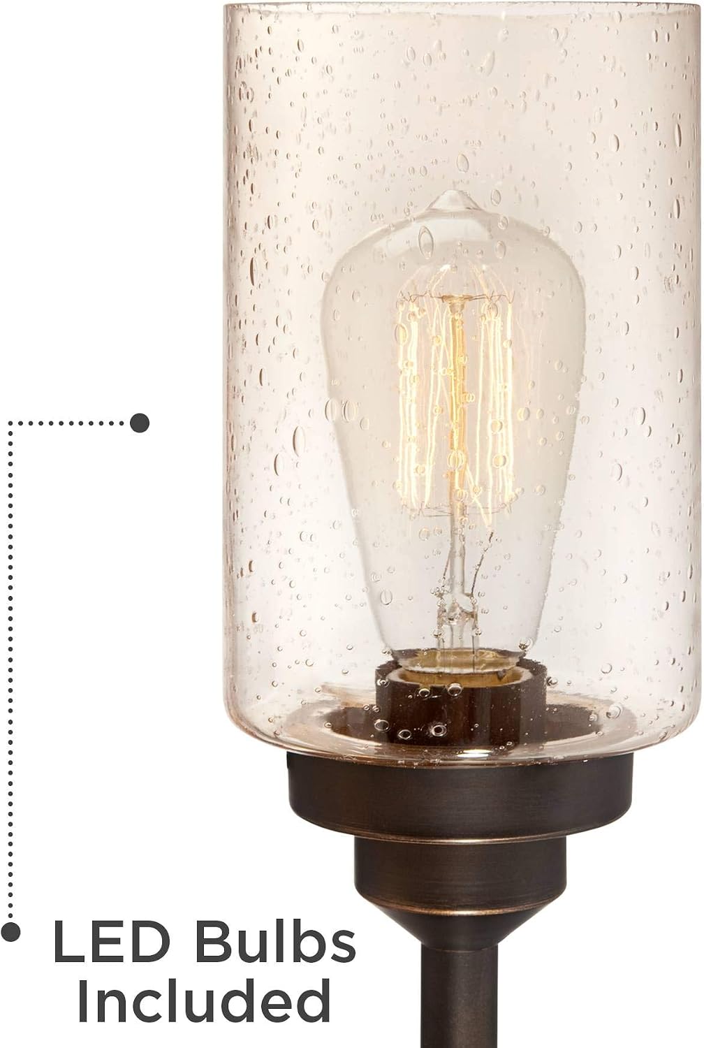 Libby 30" Large Table Lamp Edison Bulb LED Bronze Seeded Metal Glass