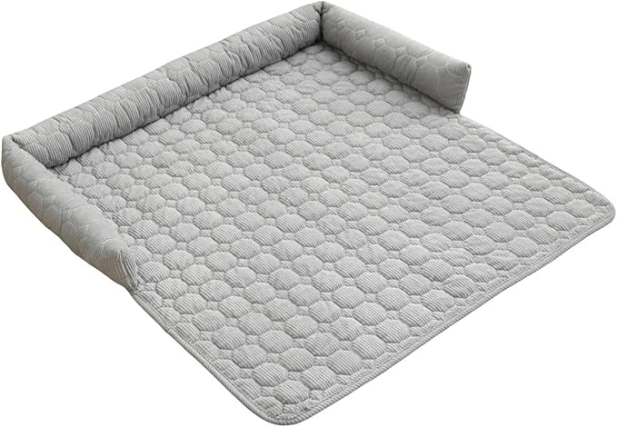 Pet Couch Covers for Sofa, 29" L × 29" W Calming Dog Bed Fluffy Dog Plush Mat for Furniture Protector with Bolster, Washable Removable Couch Cover for Small, Medium, Large Dogs and Cats (Light Gray)