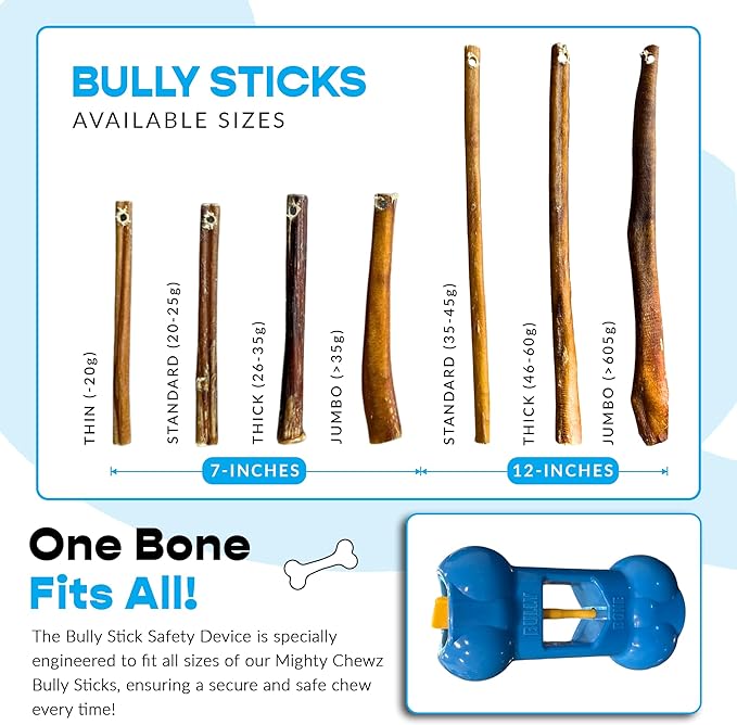 Yak Cheese and Bully Stick Holder Combo Pack, Large Yak Cheese (4 Pcs) and 12" Thick Bully Sticks (5 Pcs) - Includes Bully Bone Holder for Safe, Secure and Smarter Chewing