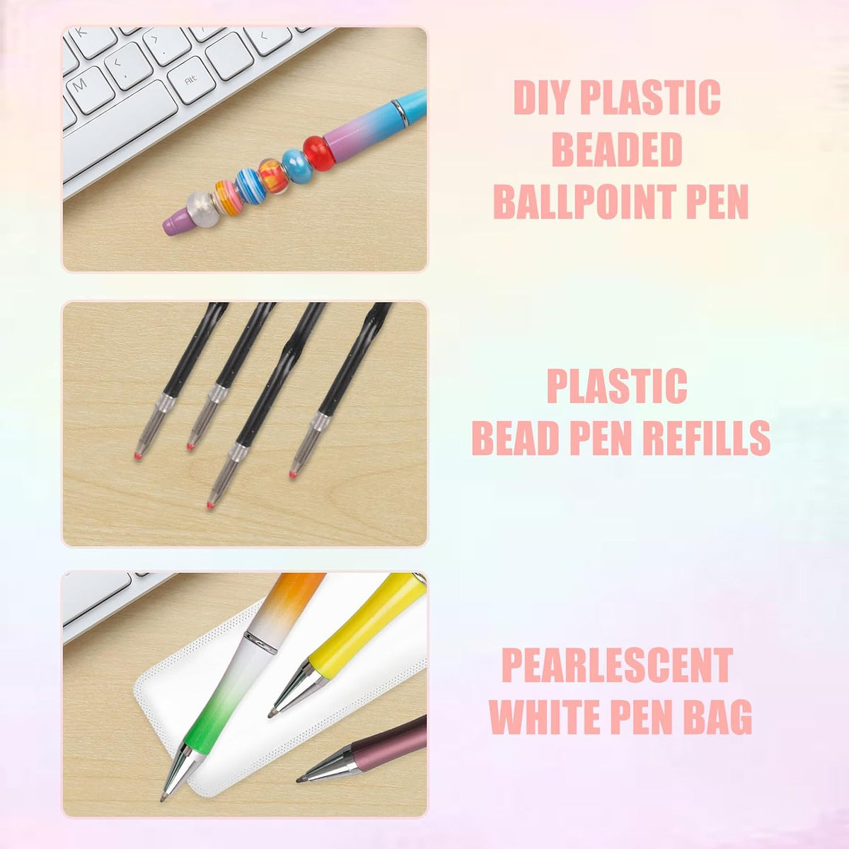 600 Pcs Bead Pens with Refills, Black Ink(Multicolor)