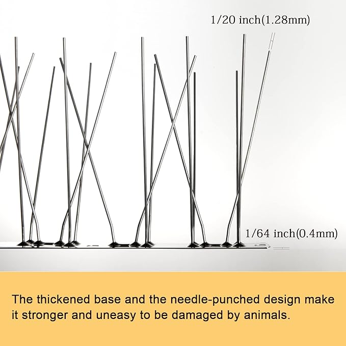 OFFO Bird Spikes with Stainless Steel Base, Covers 5.1 Feet(1.56m) Durable Bird Spikes Arrow Pigeon Spikes Fence Kit for Keeping Small Bird, Crows and Woodpeckers Away