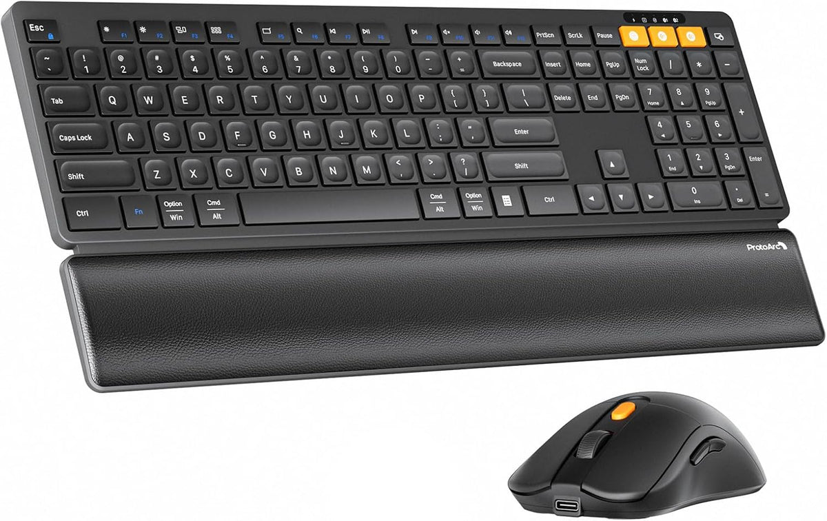 ProtoArc KM60 Wireless Ergonomic Keyboard Mouse Combo, Black