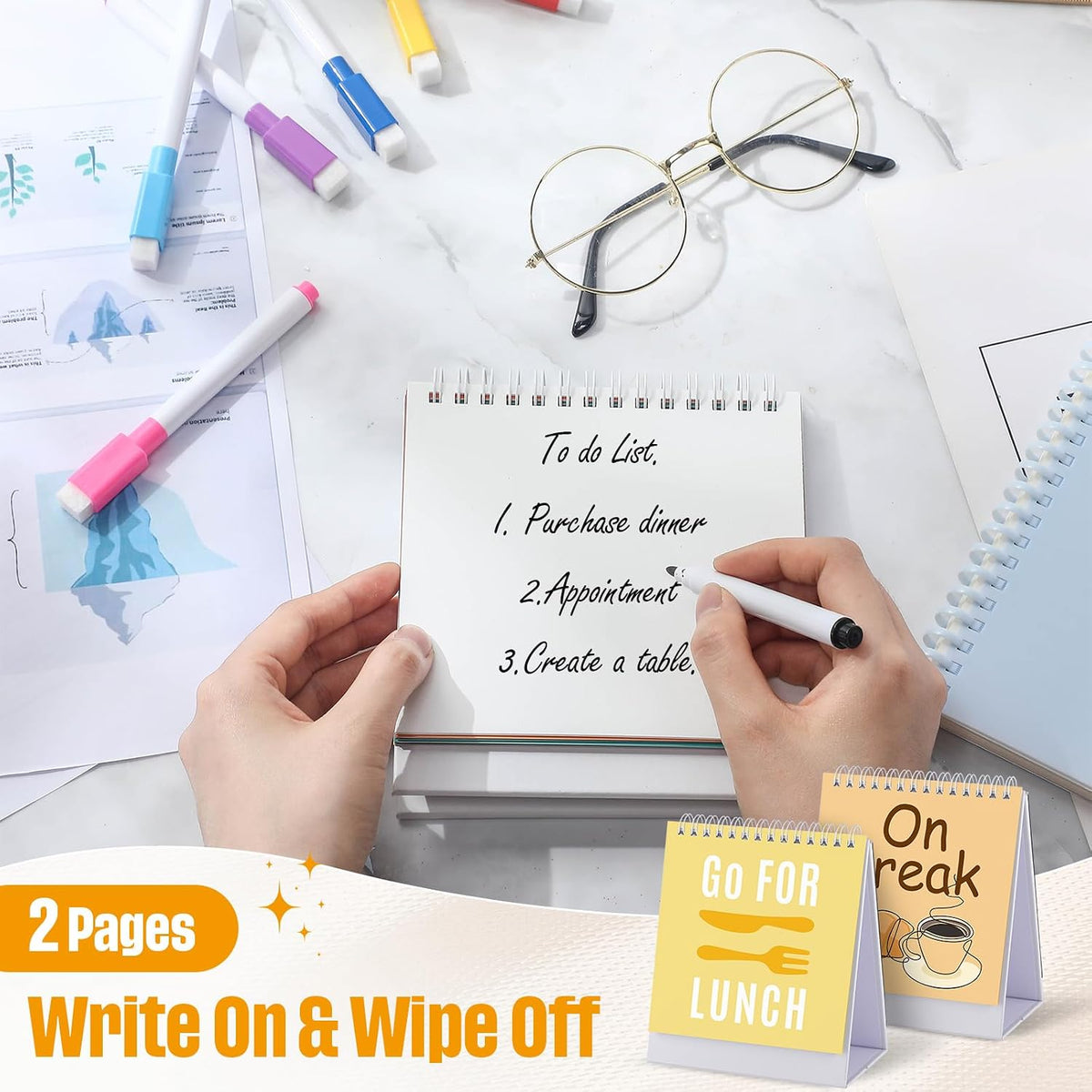 Fainne 6 Pcs Funny Desk Signs 30 Messages Flip over with Blank Cards Pens