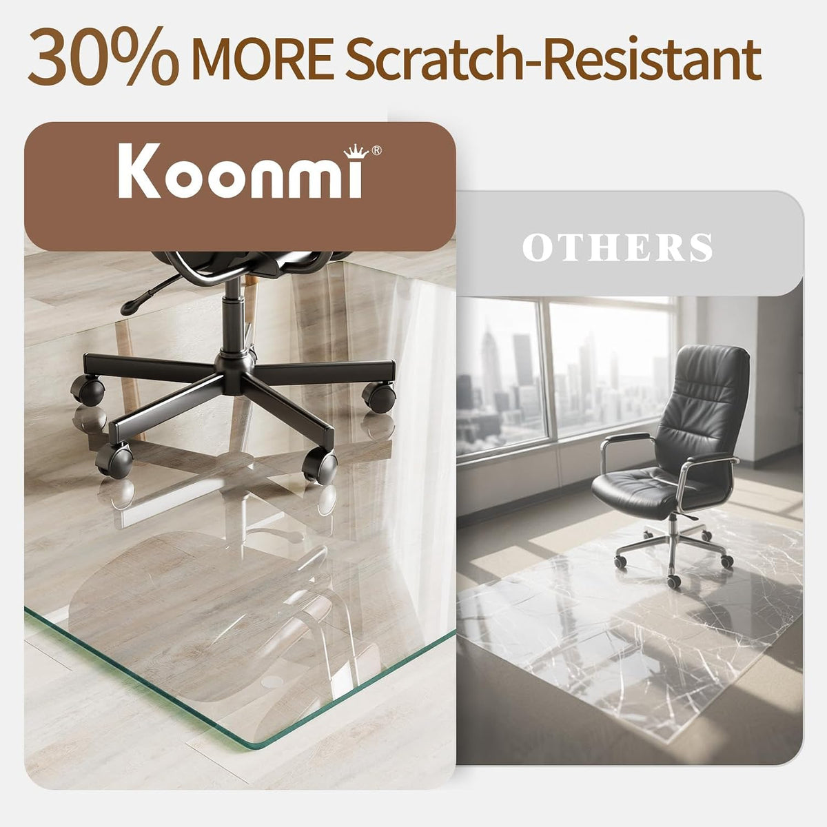[Upgraded Tempered Glass] Koonmi 40" x 80" Office Floor Desk Chair Mat for Carpet & Hardwood Floor