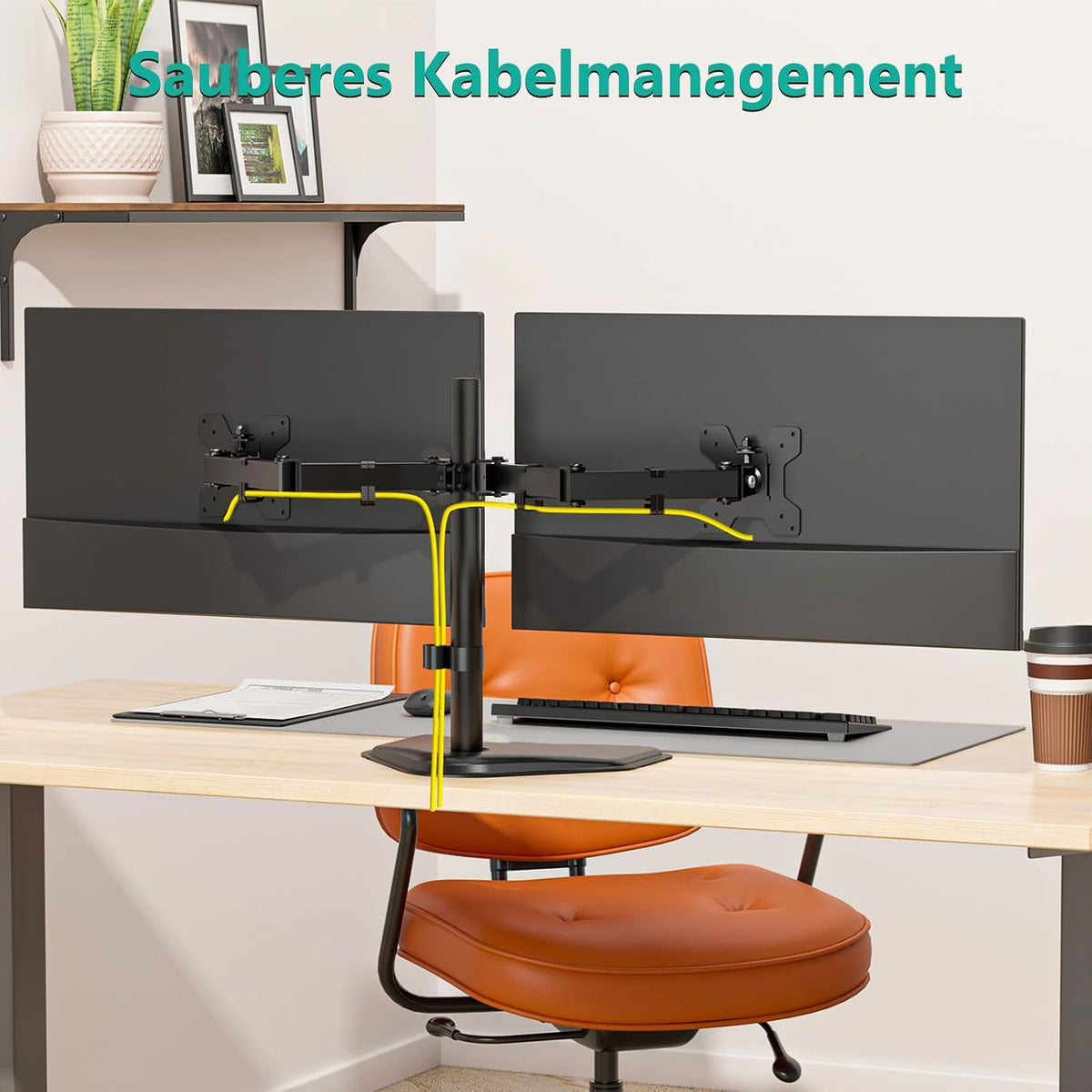 WALI Freestanding Dual Monitor Stand for 13-27 inch Screens, 22 lbs per Arm