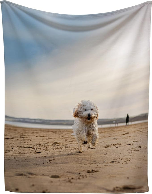Prints Next Day – Custom 60" x 80" Fleece Pet Lightweight Blanket with Photo Upload - Gift for Dog or Cat Owners - Personalized Couch Throw - Printed in America
