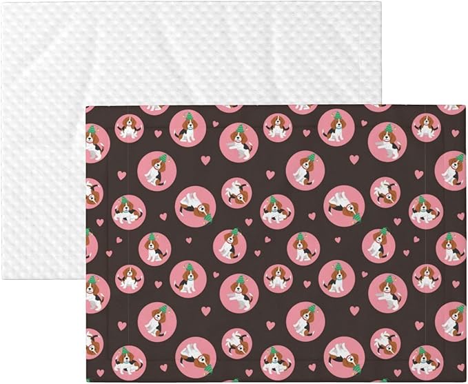Pet Blanket for Indoor Outdoor Use, Cute Puppy with Hearts, Two Sided Reversible Plush Mat with Bumpy Dot Texture for Patios Crates Portable Bed Companion
