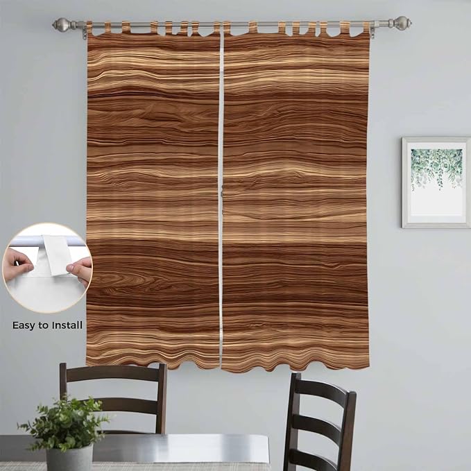 Brown Western Living Room Curtains 84 Inch Length, Window Curtains Tab Top
