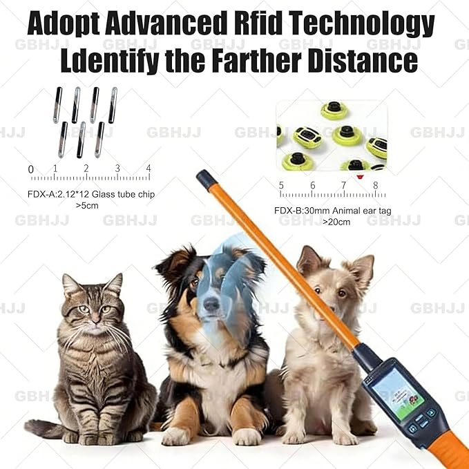 Pet Microchip Scanner, Pet Id Scanner Rechargeable Animal Chip Registration, 30S Auto Power Off & Storage Up to 20000 Datas, for Dog/Cat/Pig/Animal