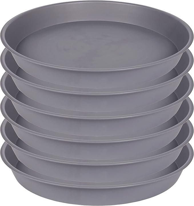 2 Pack of 10 inch Plant Saucer Gray, Heavy Duty Plastic Plant Saucer 10 inch Round, Durable Plant Tray for Pots, Plant Saucers for Indoors, Plant Trays for Planter 9"/10" (10", Cement)