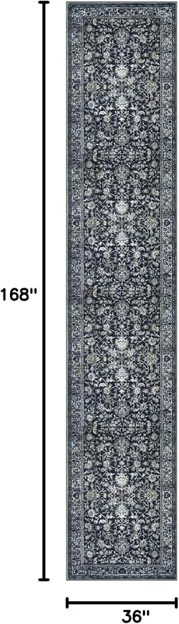 KILOCOCO Runner for Hallway 3x14 Runner Rug Printed Vintage Floral Washable Rug