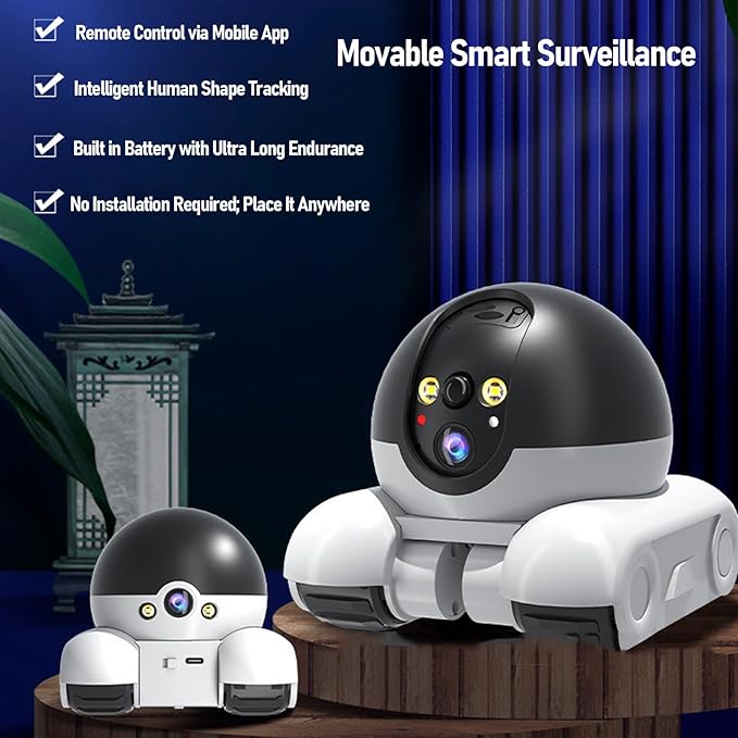 Ejoyous Pet Robot Camera, Double Lens 1080P Pictures Watching App, 5200mAh Battery Remote Control Wheels, Two Way Talk Interaction, One Click Feature, Supports 128G Storage Card