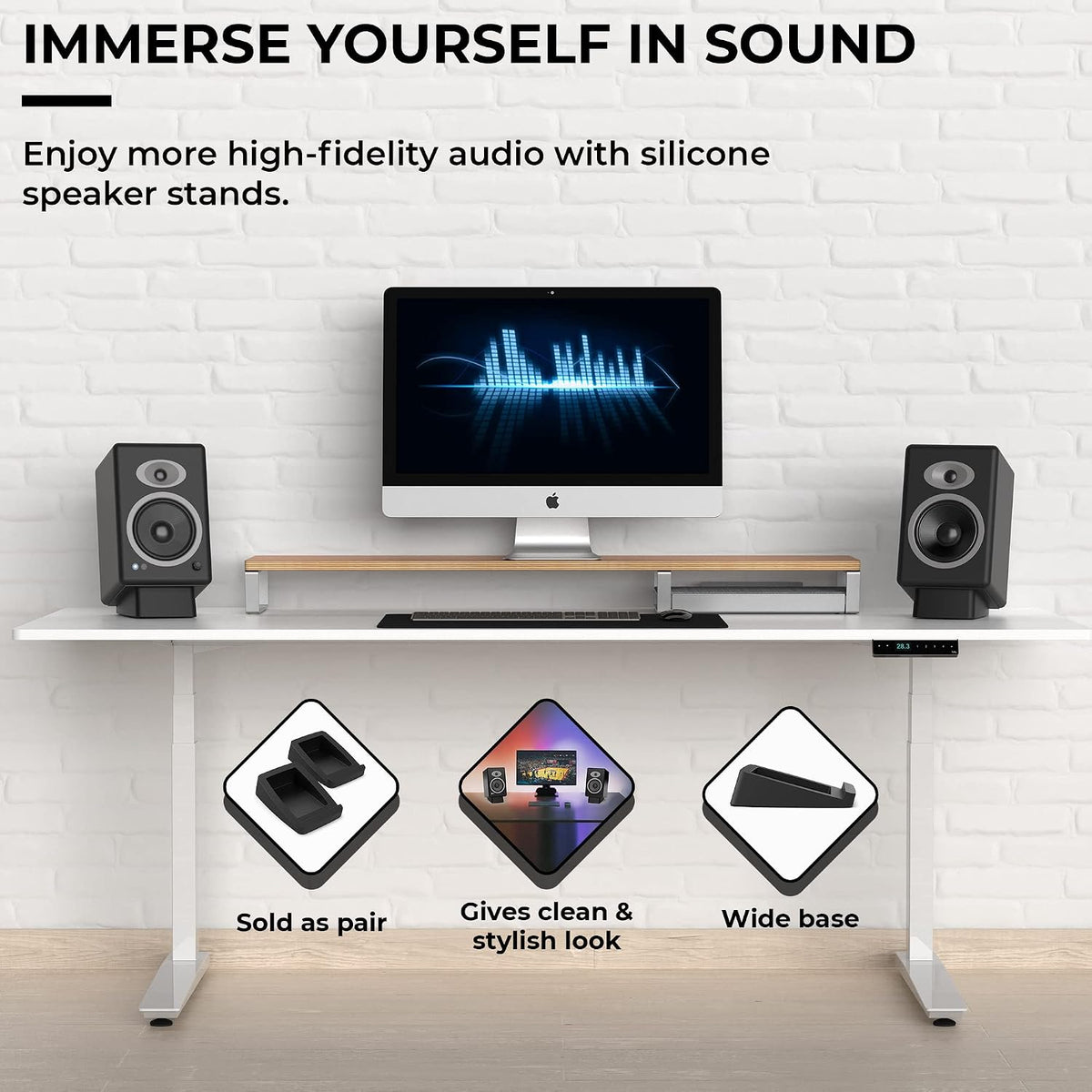 HumanCentric Desktop Speaker Stands Wedge for Medium Speakers, Angled