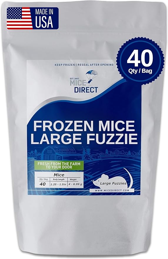 MiceDirect EST. 2003 40 Frozen Mice Fuzzie Feeders Snake Food for Juvenile Hognose Corn milks (1.25-1.5 in) (160 Grams Min)