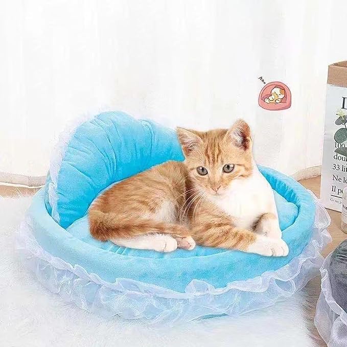 Dog Bed Stylish Lace Princess Nest for Small Puppy Kitten Ribbon Bowknot Princess Pet Bed with Detachable Cushion Pet Furniture