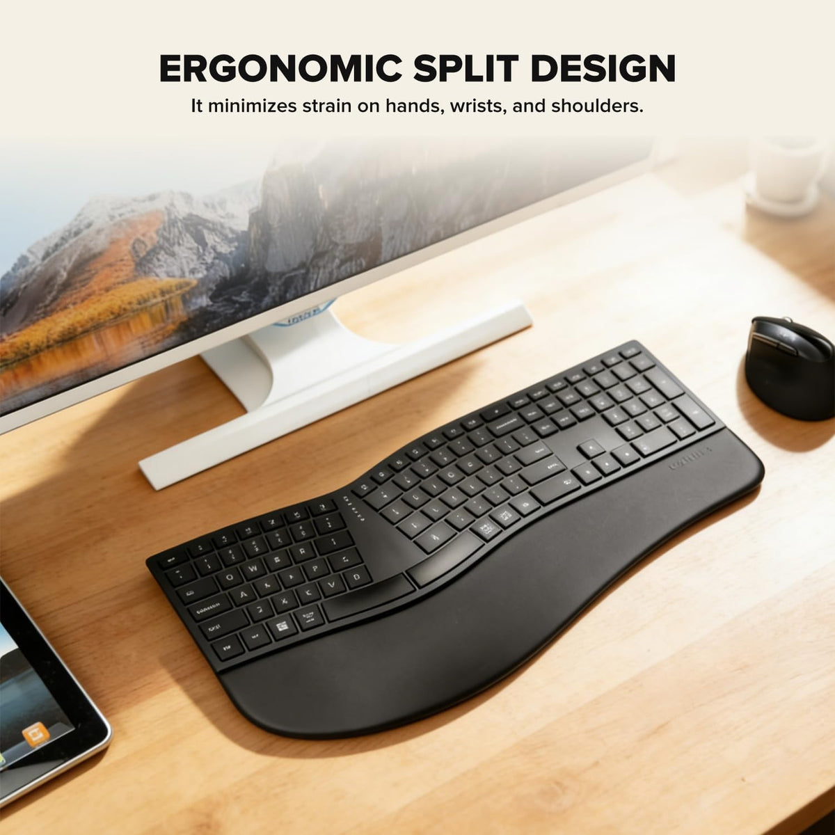 DELUX Ergonomic Wireless Keyboard, Ultra-Thin Split Ergo Keyboard (GM909)