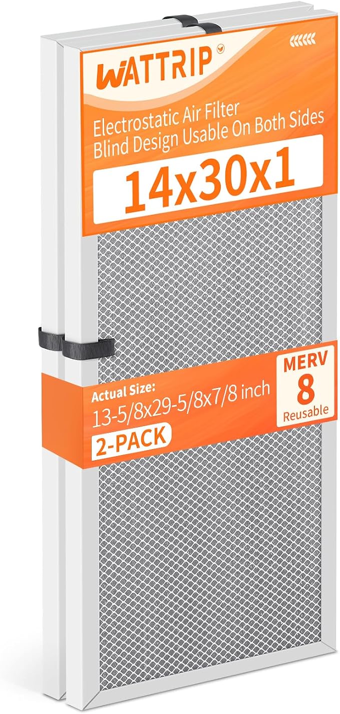 2-Pack 14x30x1 MERV 8 Reusable & Washable Electrostatic Air Filters