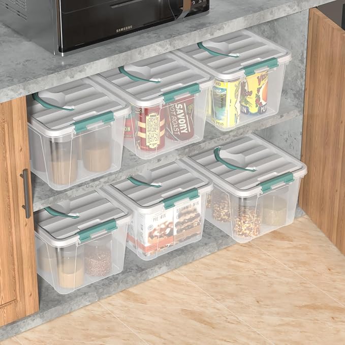 Zopnny 14 Quart Plastic Lidded Storage Bin