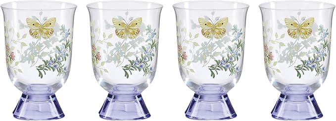 Lenox Butterfly Meadow Herbs Short Glass Tumblers, hand wash only | 5.5 inch