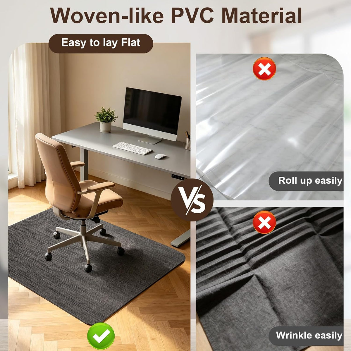 Office Chair mat for Hardwood Floor, Black, 48"x36"