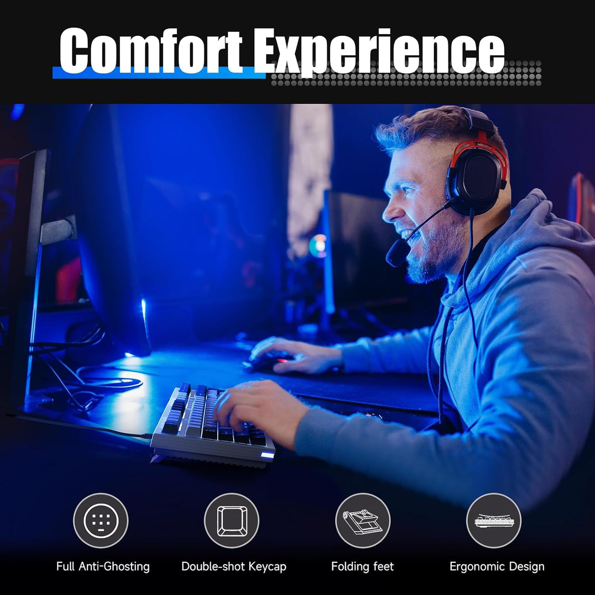 KEMOVE K98SE Mechanical Gaming Keyboard, 98 Keys LED Backlit Programmable, 96% Wired Computer Keyboard with Double Sound Dampening Foam, Pre-lubed Brown Switch